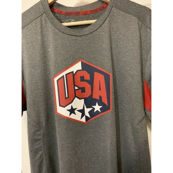 Champion DuoDry USA Vented Short Sleeve T‎ Shirt Workout Exercise Sz XL Gray - Picture 1 of 8